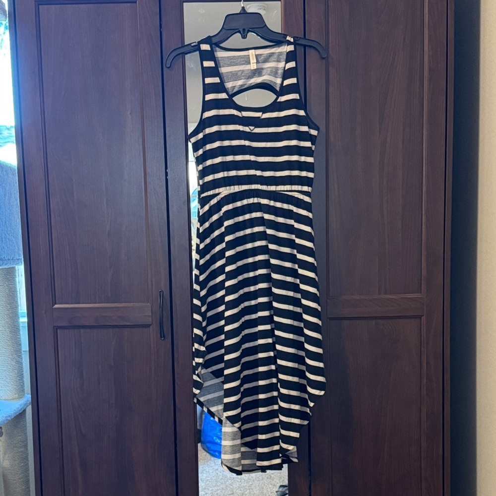 Striped Black and White Sleeveless Dress